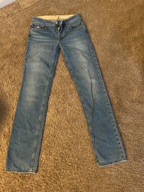 rag & bone faded blue button-fly jeans